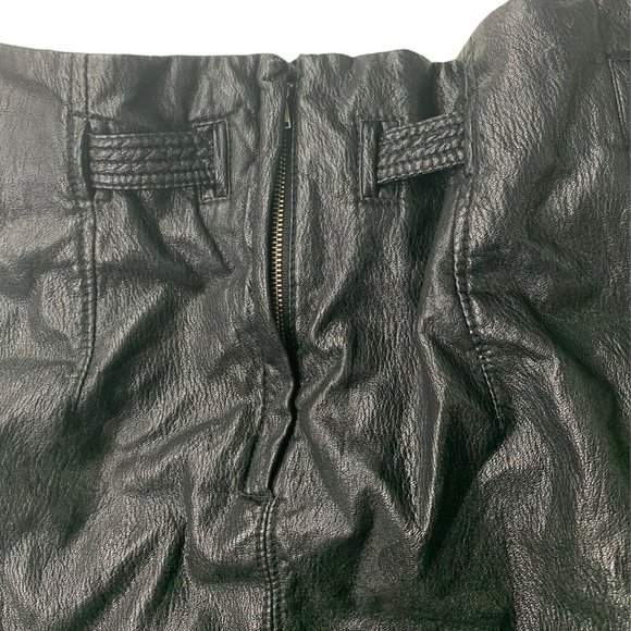 Free People Payton Paperbag Black Faux Leather Tie Waist Mini Skirt - Picture 10 of 11